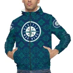 custom seattle mariners geometric blossom navy blue windbreaker jacket best selling