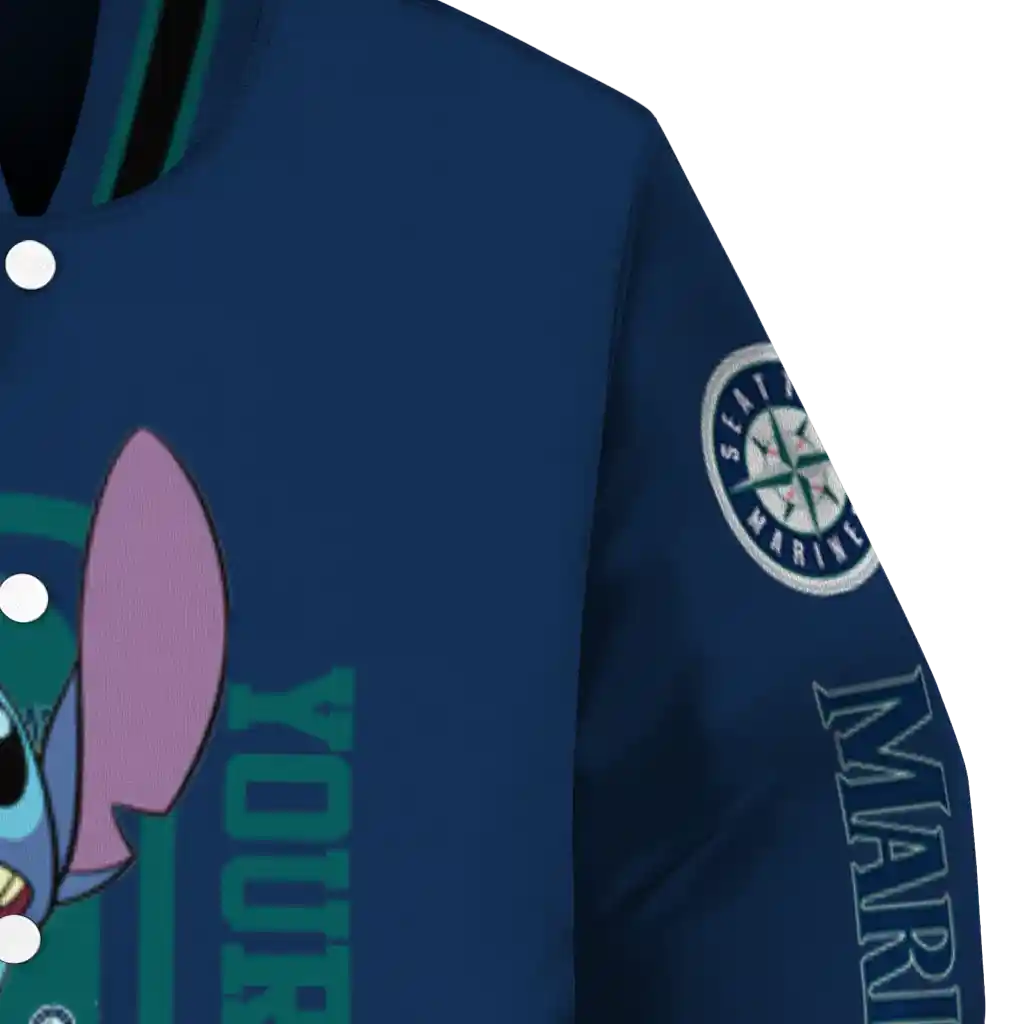 custom seattle mariners stitch laughing navy blue varsity jacket premium grade custom seattle mariners stitch laughing navy blue varsity jacket premium grade