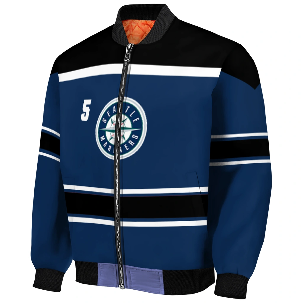 custom seattle mariners stripe statement navy blue black bomber jacket fashion forward custom seattle mariners stripe statement navy blue black bomber jacket fashion forward