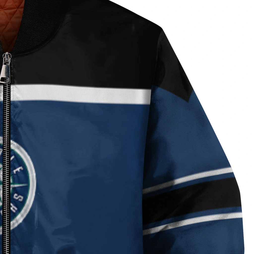 custom seattle mariners stripe statement navy blue black bomber jacket premium grade custom seattle mariners stripe statement navy blue black bomber jacket premium grade