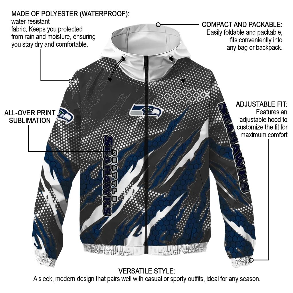 custom seattle seahawks claw mesh blue gray windbreaker jacket new arrival custom seattle seahawks claw mesh blue gray windbreaker jacket new arrival