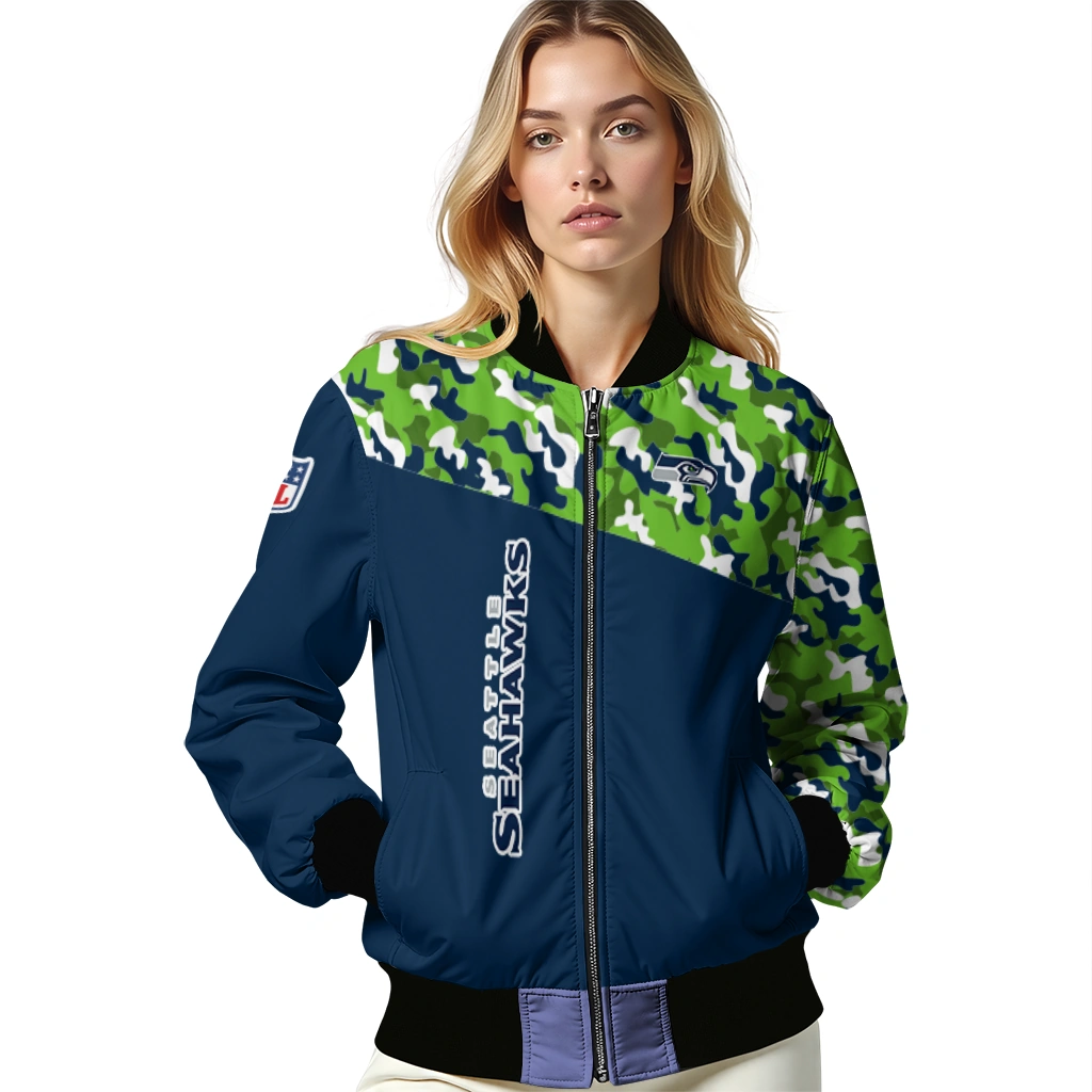 custom seattle seahawks freedom claw blue bomber jacket latest model custom seattle seahawks freedom claw blue bomber jacket latest model
