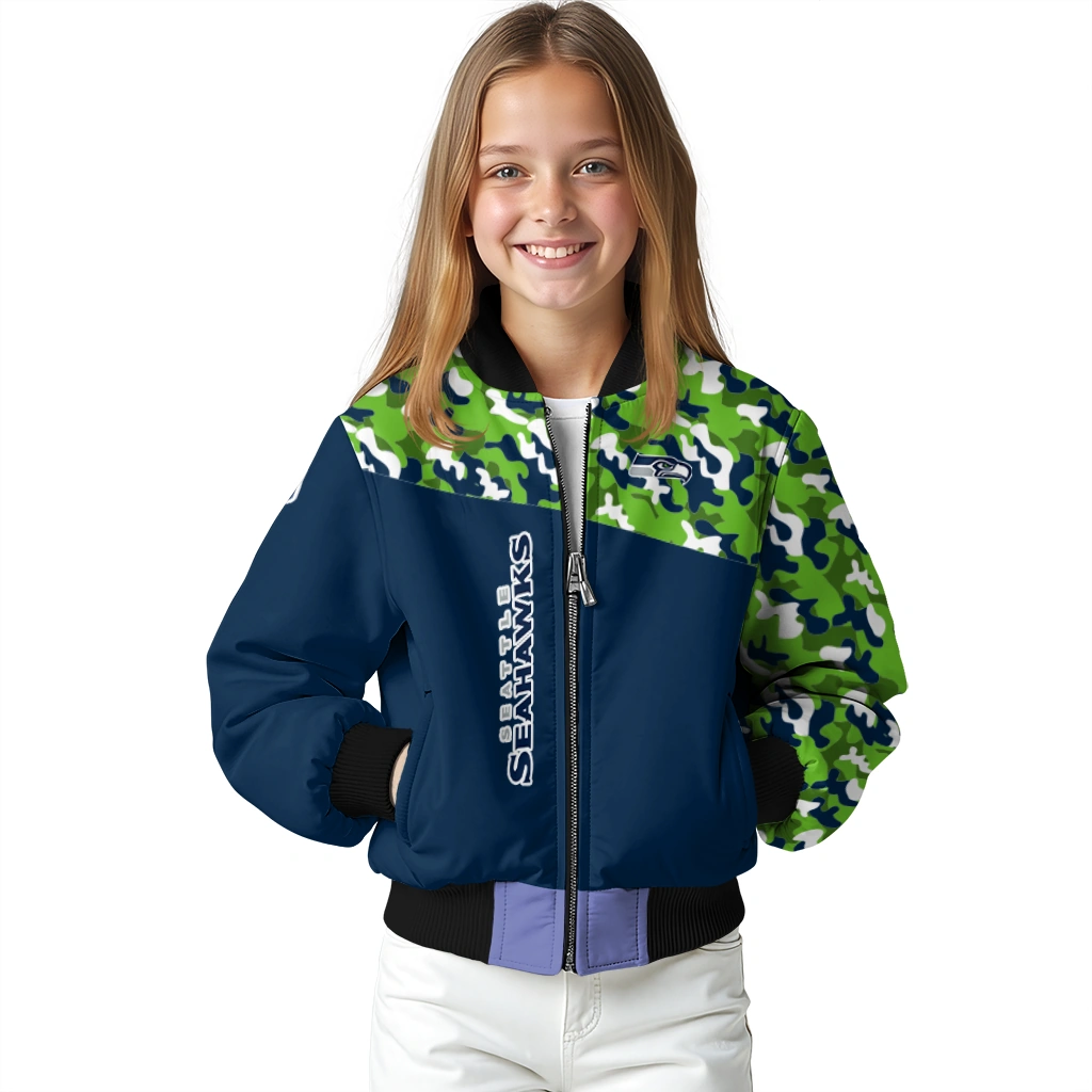 custom seattle seahawks freedom claw blue bomber jacket top rated custom seattle seahawks freedom claw blue bomber jacket top rated