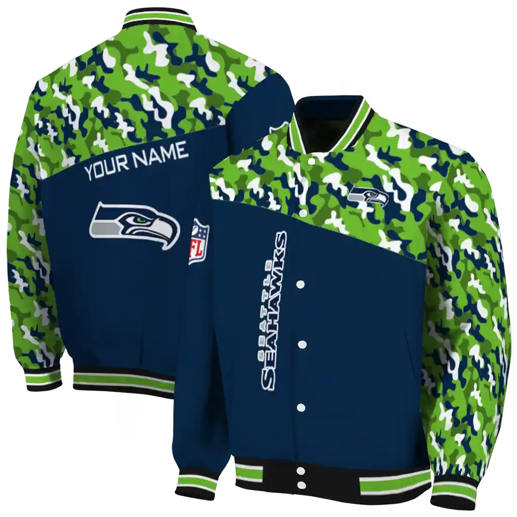 custom seattle seahawks freedom claw blue varsity jacket fashion forward custom seattle seahawks freedom claw blue varsity jacket fashion forward