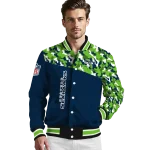 custom seattle seahawks freedom claw blue varsity jacket best selling