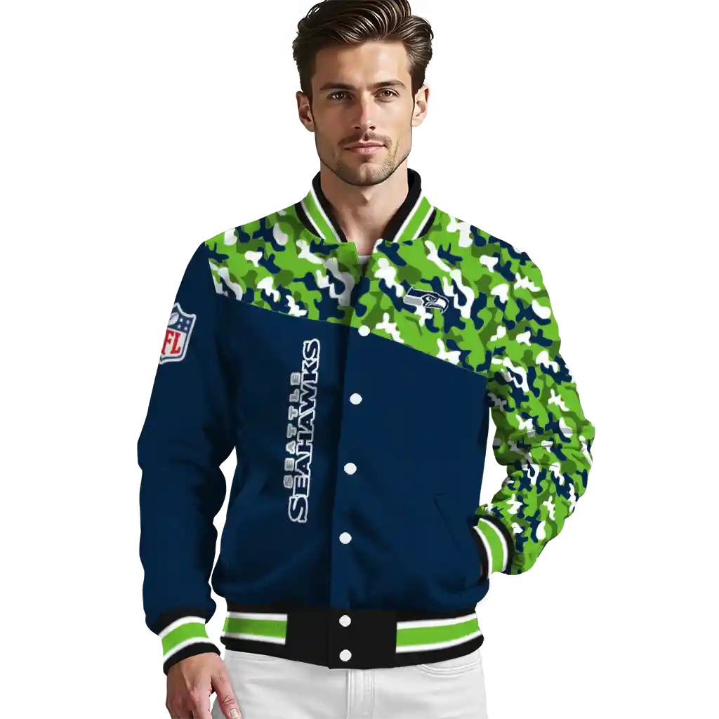 custom seattle seahawks freedom claw blue varsity jacket high quality custom seattle seahawks freedom claw blue varsity jacket high quality
