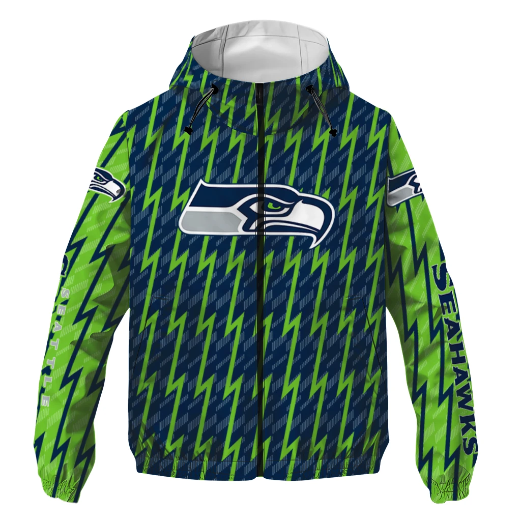 custom seattle seahawks lightning strike grid blue windbreaker jacket best selling custom seattle seahawks lightning strike grid blue windbreaker jacket best selling