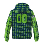 custom seattle seahawks lightning strike grid blue windbreaker jacket best selling