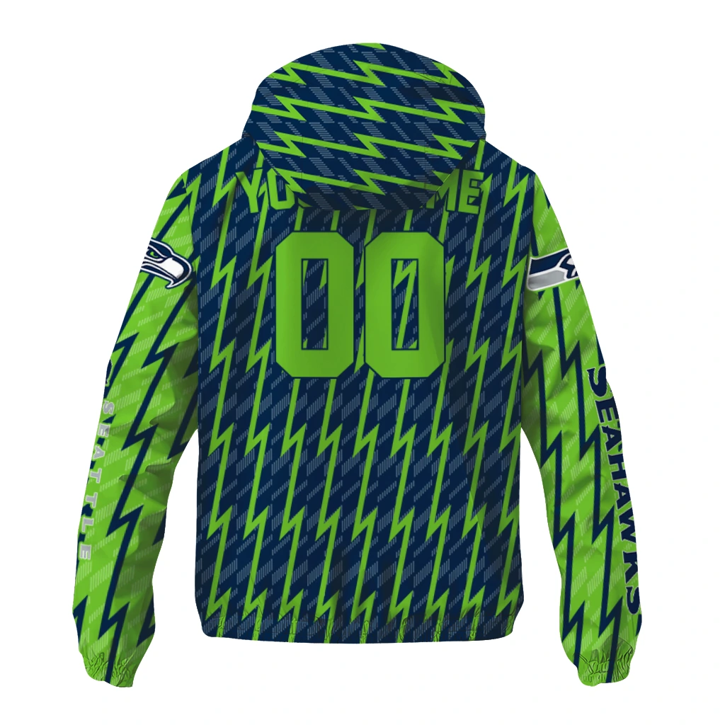 custom seattle seahawks lightning strike grid blue windbreaker jacket fashion forward custom seattle seahawks lightning strike grid blue windbreaker jacket fashion forward