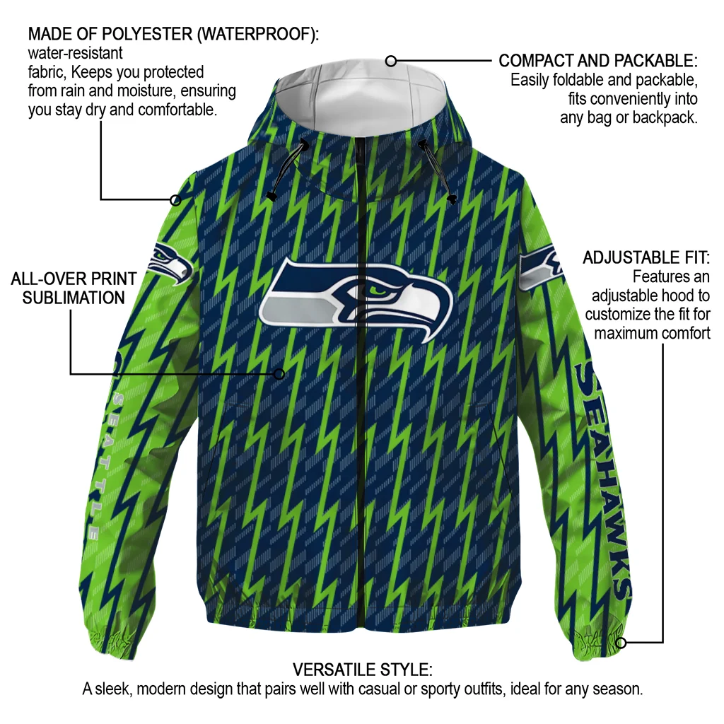 custom seattle seahawks lightning strike grid blue windbreaker jacket new arrival custom seattle seahawks lightning strike grid blue windbreaker jacket new arrival
