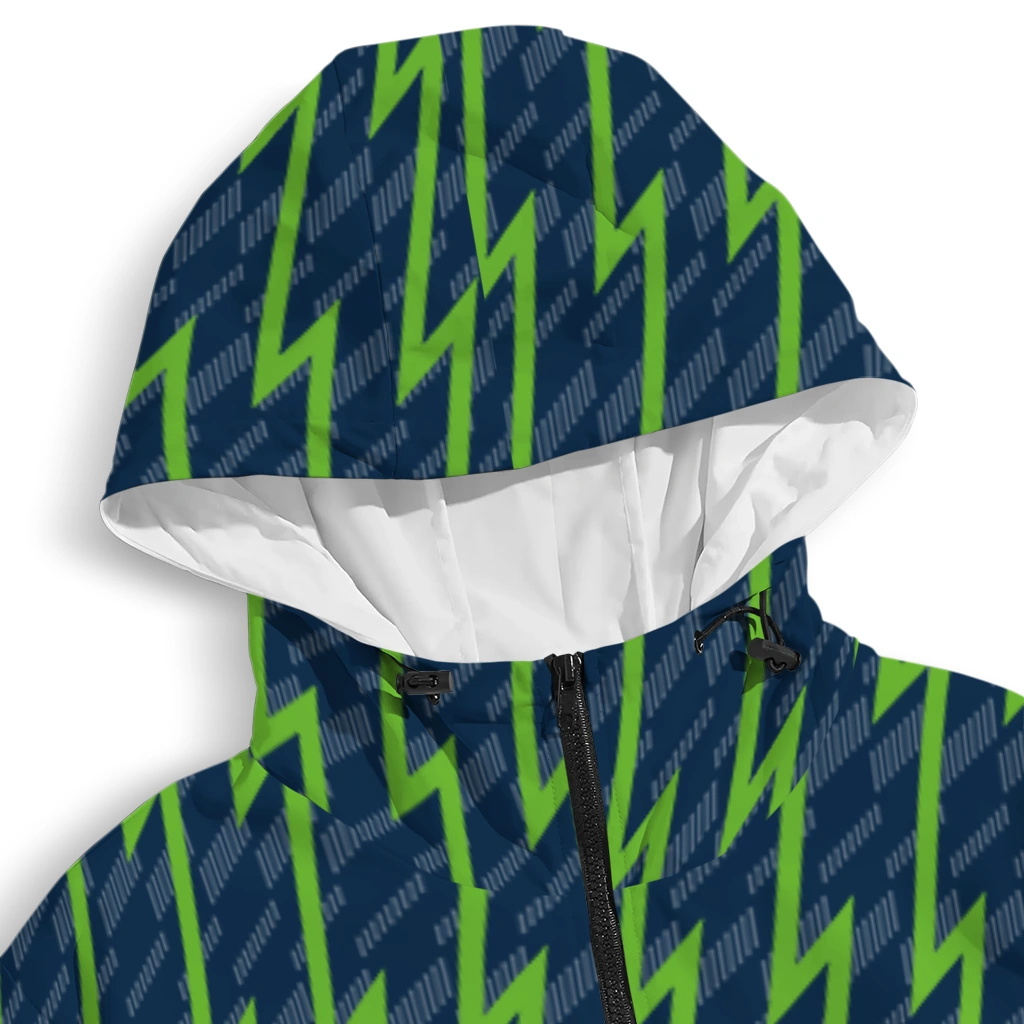 custom seattle seahawks lightning strike grid blue windbreaker jacket premium grade custom seattle seahawks lightning strike grid blue windbreaker jacket premium grade