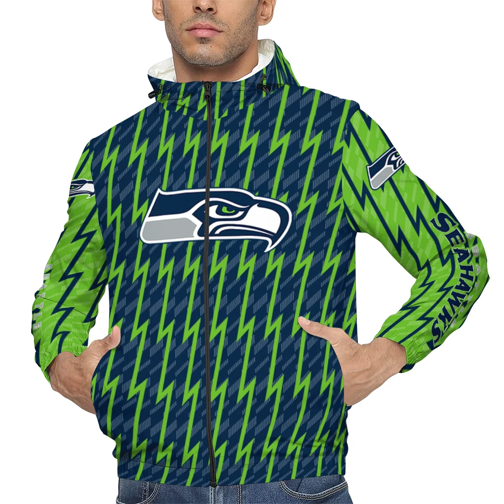 custom seattle seahawks lightning strike grid blue windbreaker jacket top rated custom seattle seahawks lightning strike grid blue windbreaker jacket top rated