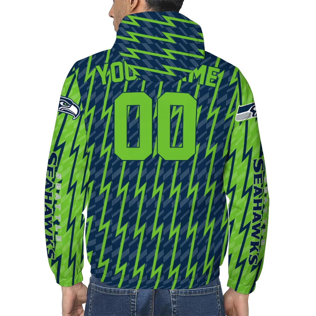 custom seattle seahawks lightning strike grid blue windbreaker jacket trendy custom seattle seahawks lightning strike grid blue windbreaker jacket trendy