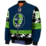 custom seattle seahawks skull center blue black bomber jacket best selling