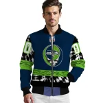 custom seattle seahawks skull center blue black bomber jacket best selling