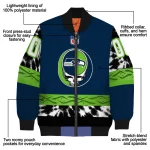 custom seattle seahawks skull center blue black bomber jacket best selling