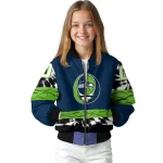 custom seattle seahawks skull center blue black bomber jacket best selling