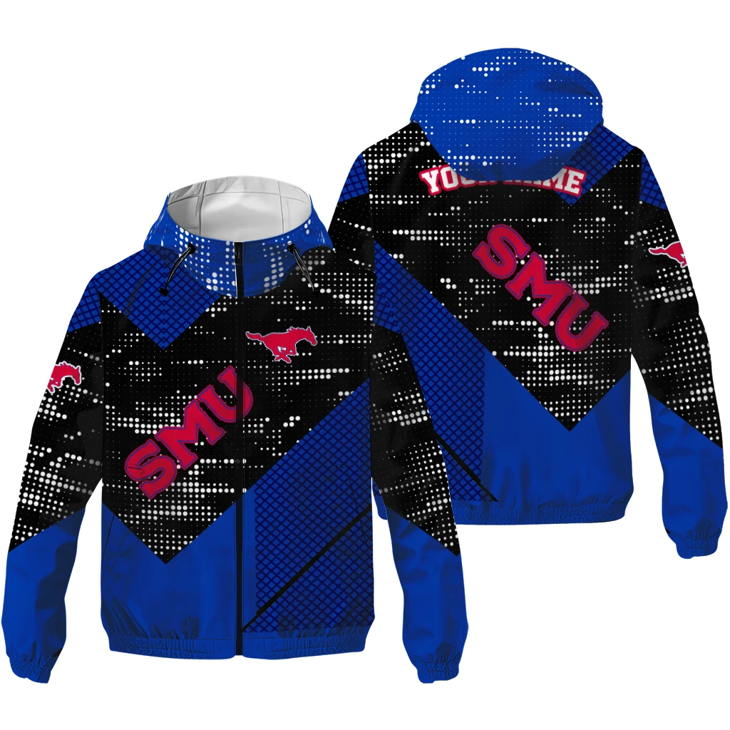 custom smu mustangs arrow matrix blue black windbreaker jacket high quality custom smu mustangs arrow matrix blue black windbreaker jacket high quality