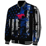 custom smu mustangs star stripes blue black varsity jacket best selling