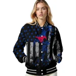 custom smu mustangs star stripes blue black varsity jacket best selling