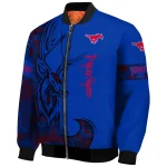 custom smu mustangs tribal deer art blue bomber jacket best selling