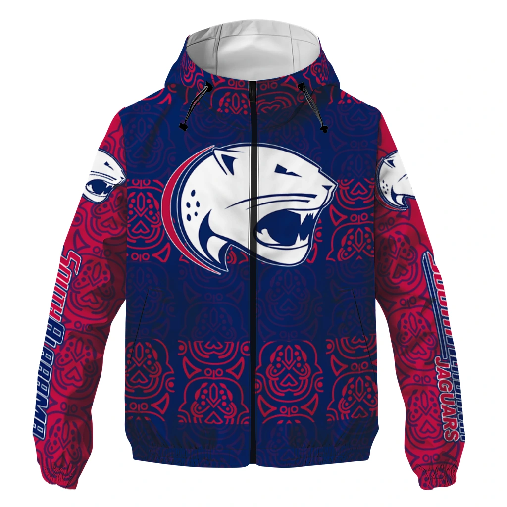 custom south alabama jaguars cat eyes blue windbreaker jacket best selling custom south alabama jaguars cat eyes blue windbreaker jacket best selling