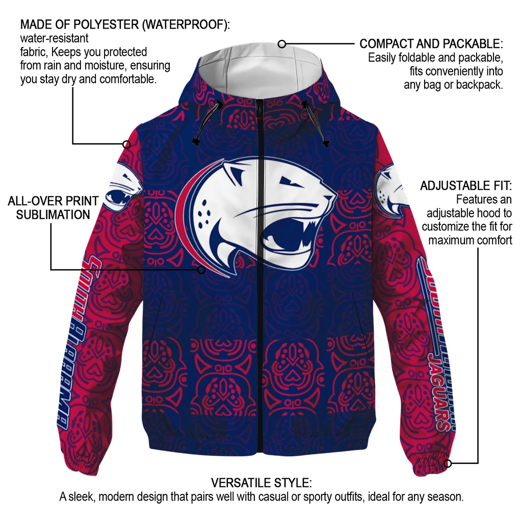 custom south alabama jaguars cat eyes blue windbreaker jacket new arrival custom south alabama jaguars cat eyes blue windbreaker jacket new arrival