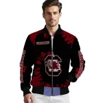 custom south carolina gamecocks burst splatter garnet bomber jacket best selling