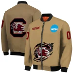 custom south carolina gamecocks claw effect beige bomber jacket best selling