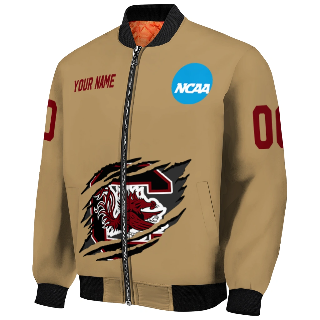 custom south carolina gamecocks claw effect beige bomber jacket fashion forward custom south carolina gamecocks claw effect beige bomber jacket fashion forward