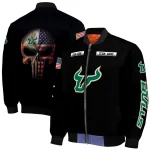 custom south florida bulls american flag skull black bomber jacket best selling