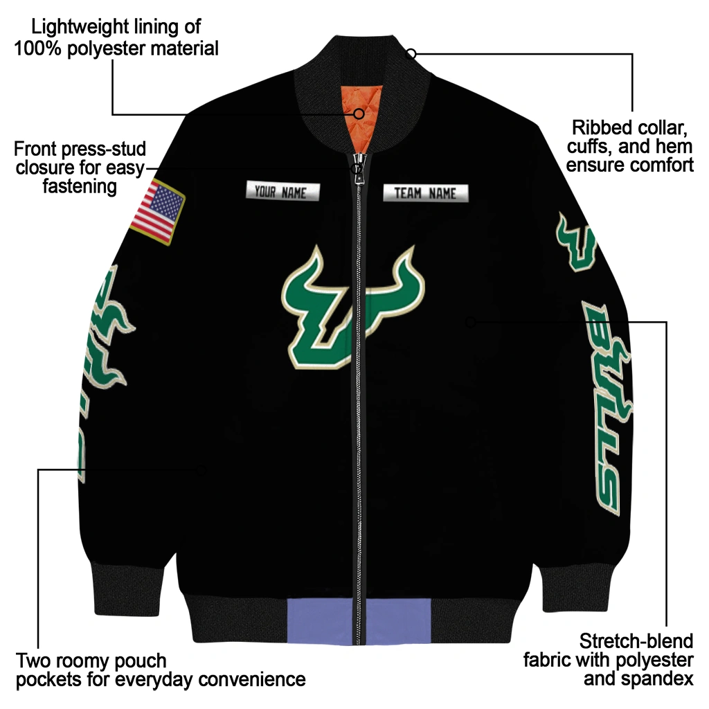 custom south florida bulls american flag skull black bomber jacket new arrival custom south florida bulls american flag skull black bomber jacket new arrival