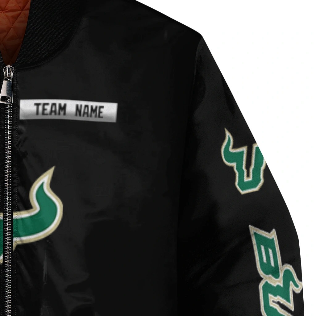 custom south florida bulls american flag skull black bomber jacket premium grade custom south florida bulls american flag skull black bomber jacket premium grade