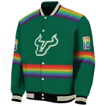custom south florida bulls rainbow jersey number green varsity jacket best selling