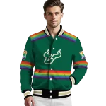custom south florida bulls rainbow jersey number green varsity jacket best selling