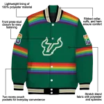 custom south florida bulls rainbow jersey number green varsity jacket best selling