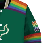 custom south florida bulls rainbow jersey number green varsity jacket best selling