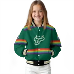 custom south florida bulls rainbow jersey number green varsity jacket best selling