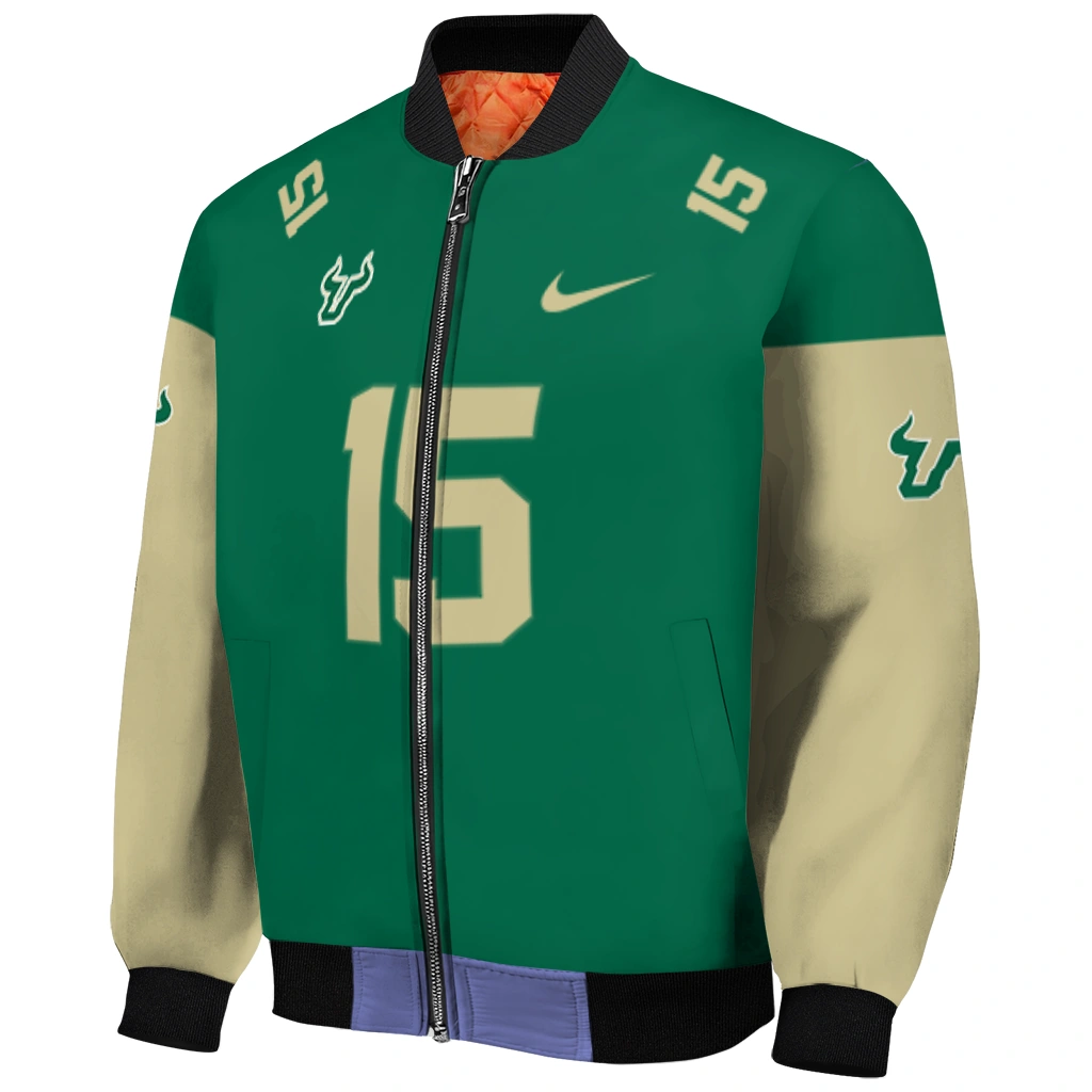 custom south florida bulls team patch green bomber jacket fashion forward custom south florida bulls team patch green bomber jacket fashion forward