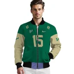 custom south florida bulls team patch green bomber jacket best selling