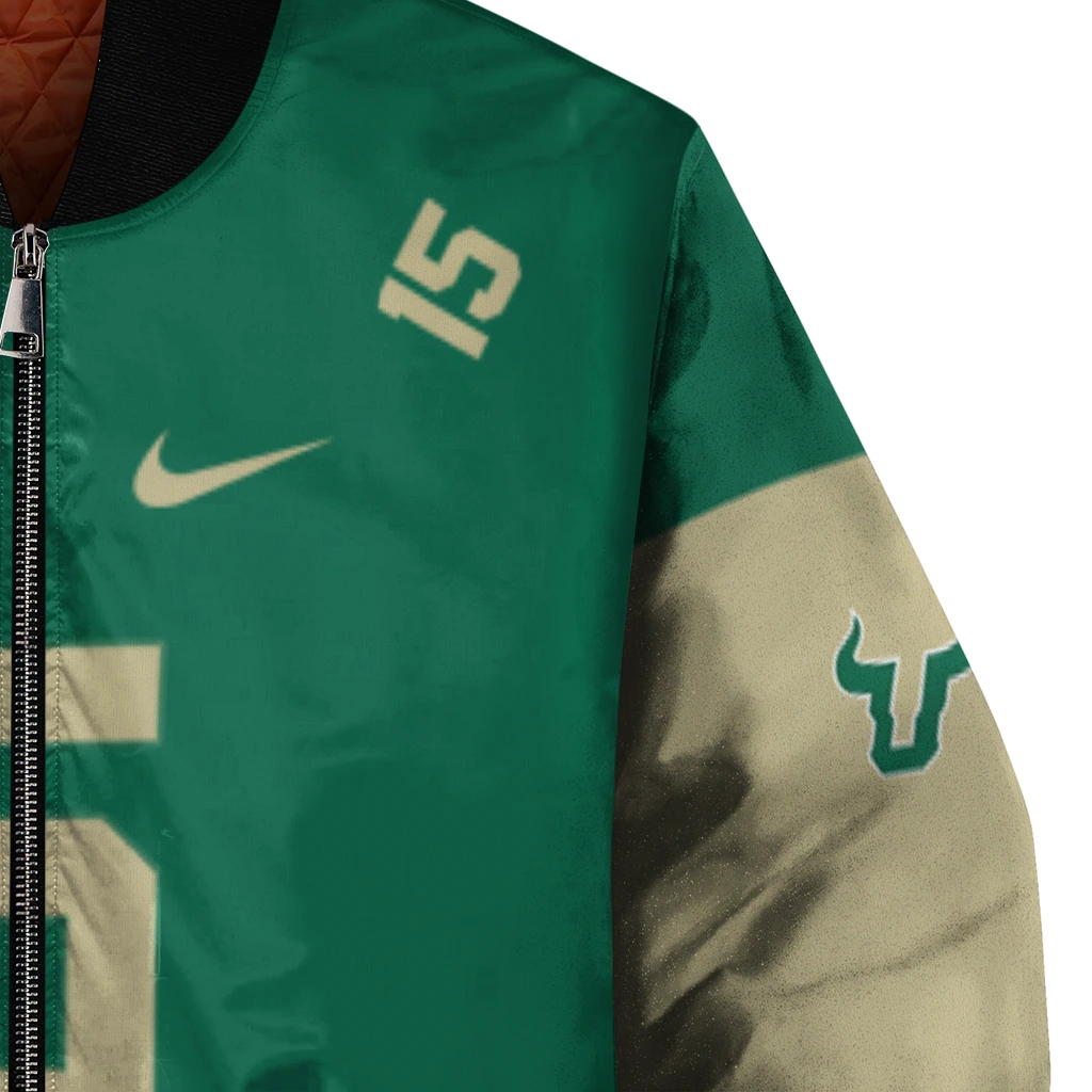 custom south florida bulls team patch green bomber jacket premium grade custom south florida bulls team patch green bomber jacket premium grade