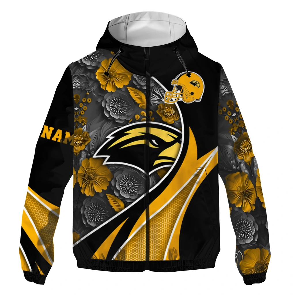 custom southern miss golden eagles blossoms helmet black windbreaker jacket best selling custom southern miss golden eagles blossoms helmet black windbreaker jacket best selling