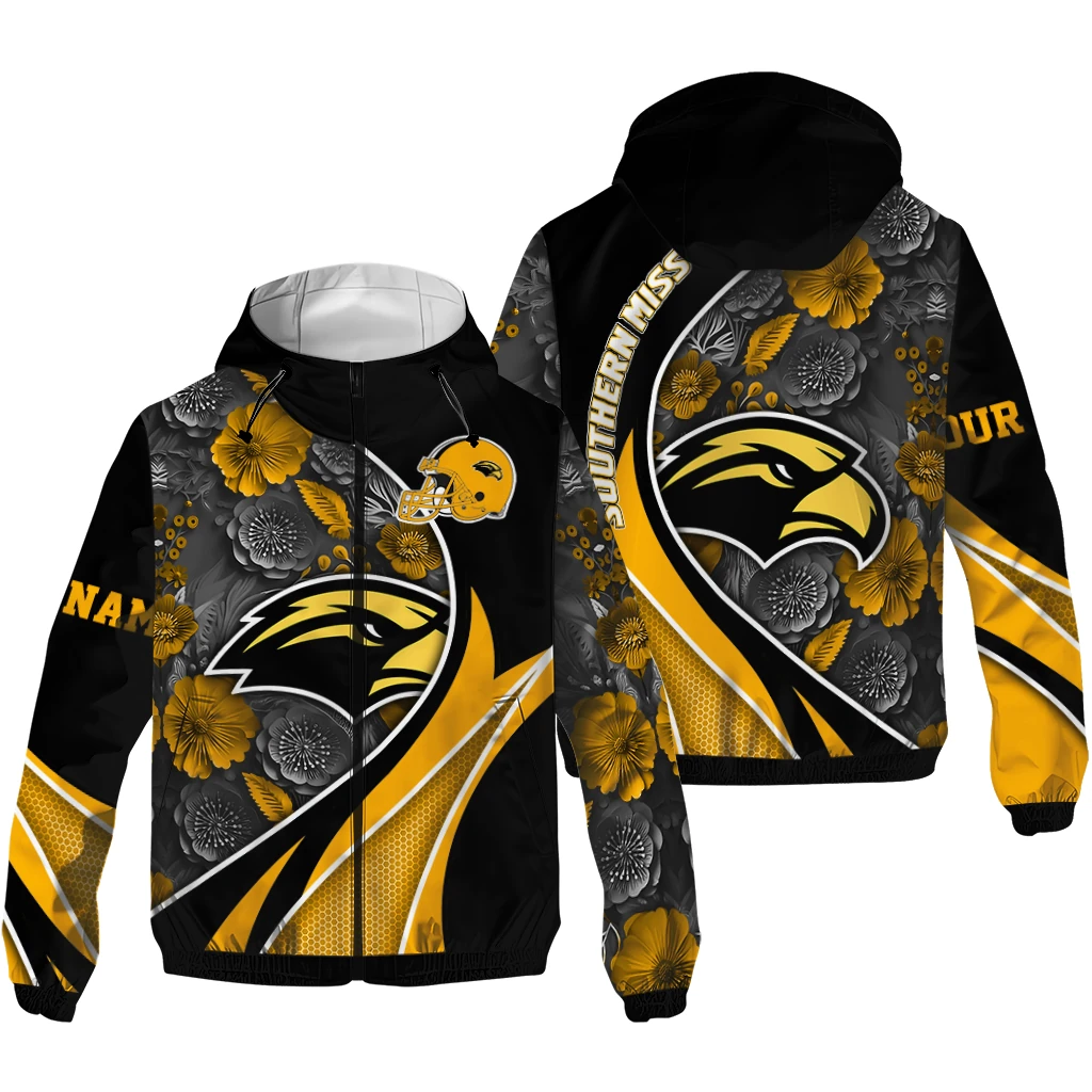 custom southern miss golden eagles blossoms helmet black windbreaker jacket high quality custom southern miss golden eagles blossoms helmet black windbreaker jacket high quality