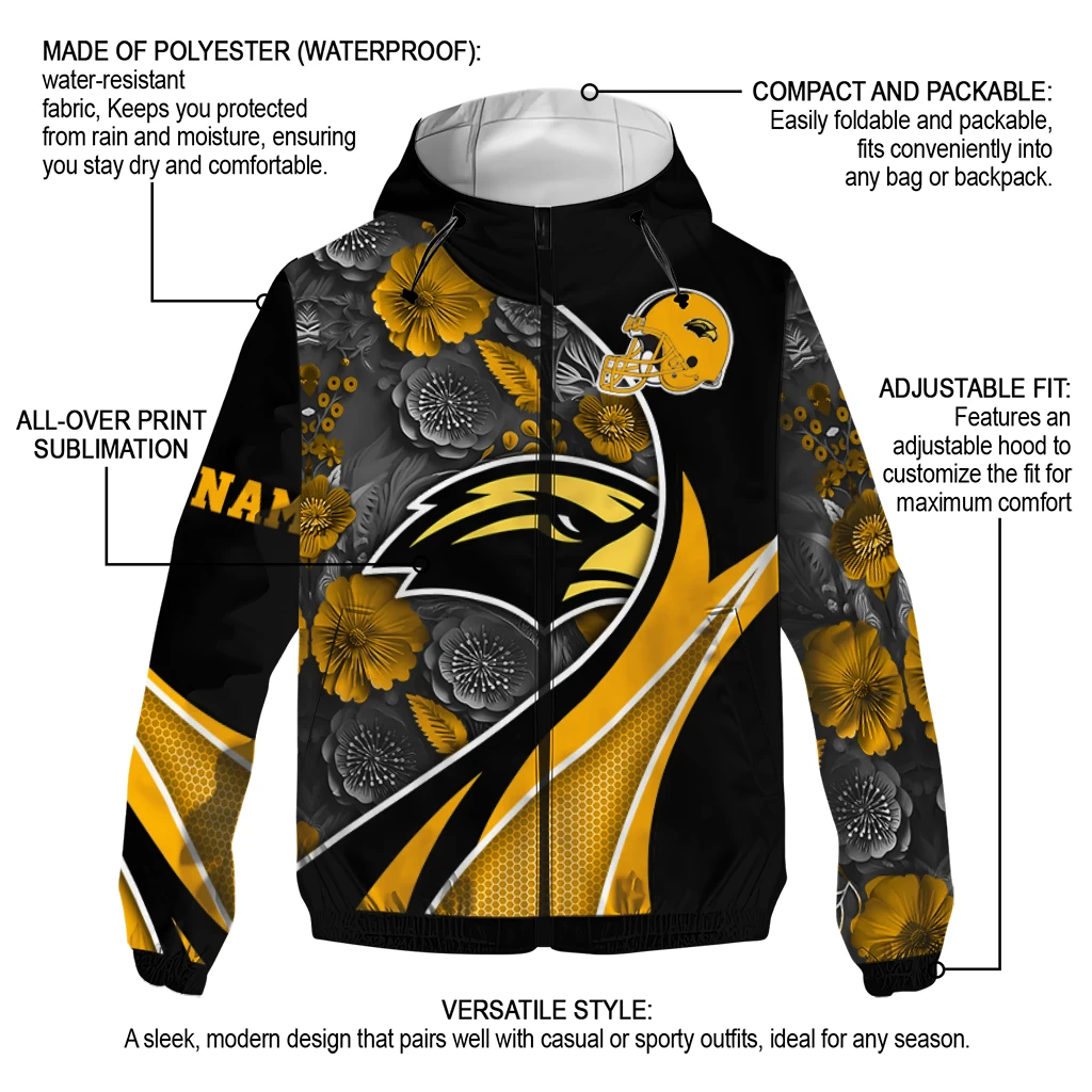 custom southern miss golden eagles blossoms helmet black windbreaker jacket new arrival custom southern miss golden eagles blossoms helmet black windbreaker jacket new arrival