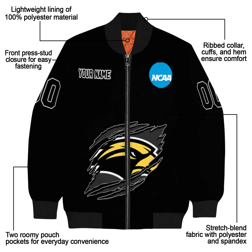 custom southern miss golden eagles claw shred black bomber jacket new arrival custom southern miss golden eagles claw shred black bomber jacket new arrival