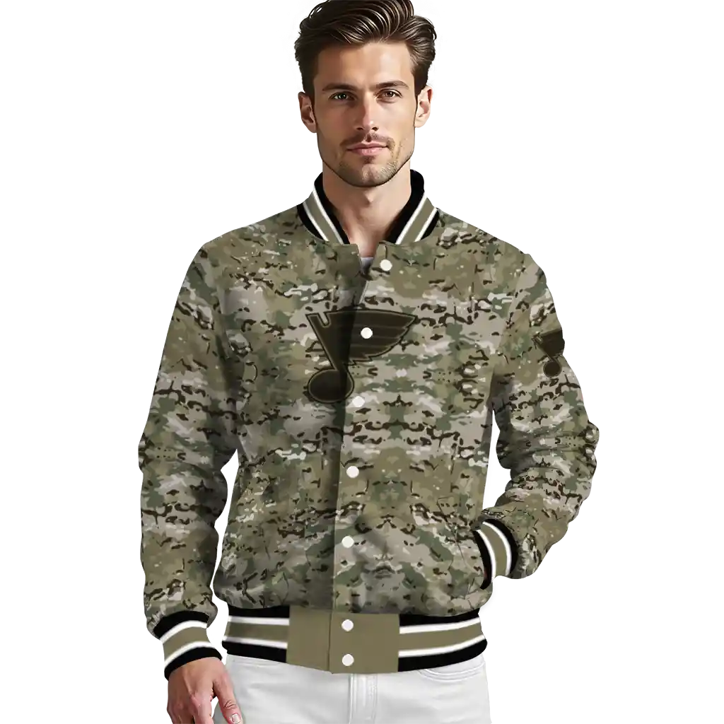 custom st louis blues camouflage abstract camouflage varsity jacket high quality custom st louis blues camouflage abstract camouflage varsity jacket high quality
