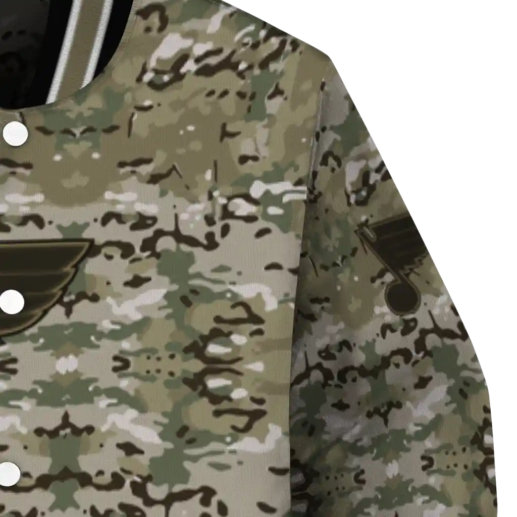 custom st louis blues camouflage abstract camouflage varsity jacket premium grade custom st louis blues camouflage abstract camouflage varsity jacket premium grade