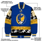 custom st louis blues skull stripe blue black varsity jacket best selling