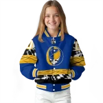 custom st louis blues skull stripe blue black varsity jacket best selling