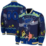 custom st louis blues spongebob playtime blue varsity jacket best selling
